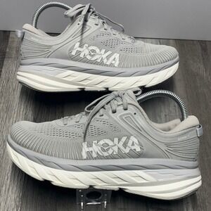 Hoka One One Bondi 7 Grey Running Shoes Womens 7.5 1110519 HST Harbor Mist Shark